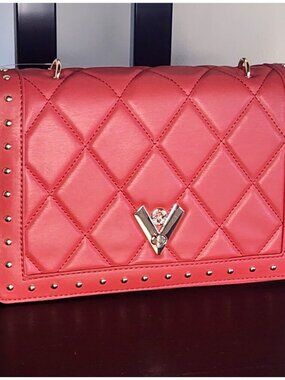 Valentino Orlandi V-2004 Red V-Lock Crossbody Bag One Size NWT